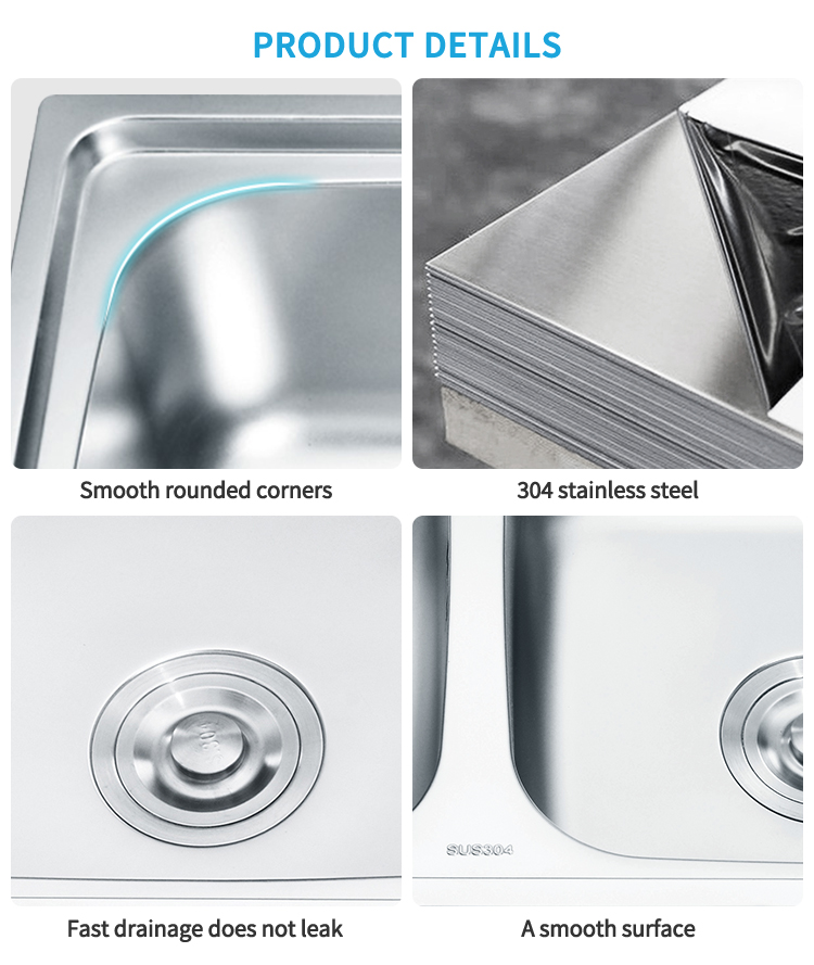 Hot Sale Double Bowl Silver Stainless Steel Kitchen Sink One-hole Fashion Style Kitchen Sink