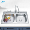 Stainless Steel Topmount Kitchen Sink With Knife-Holder Multifunction Double Bowl sink