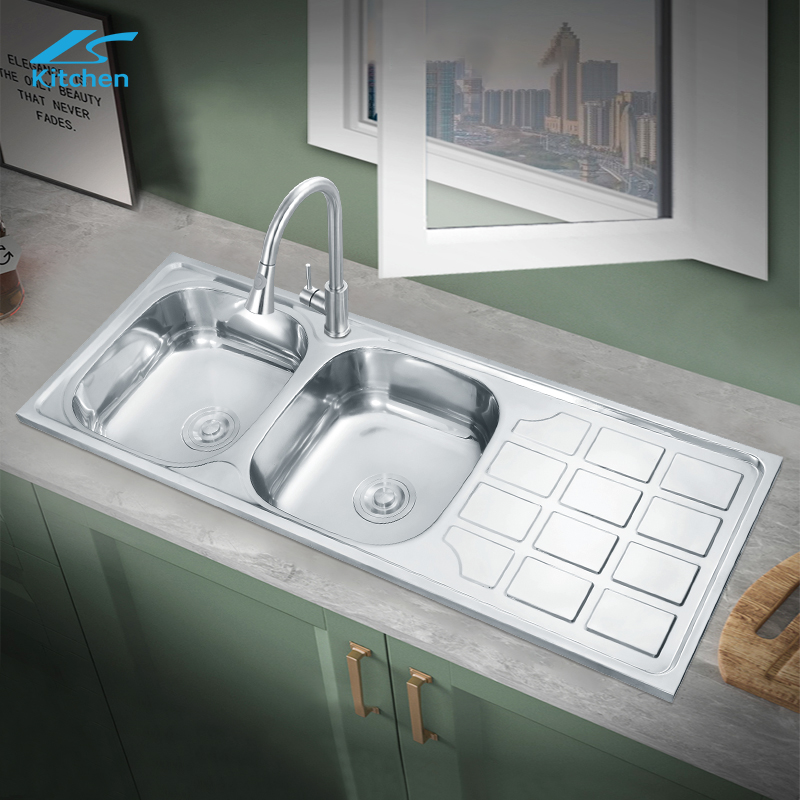 LS-12046B Modern accessories undermount large 304 double bowl basin sinks