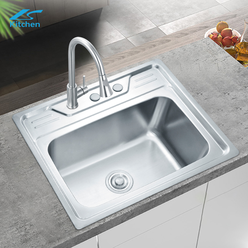 Modern rectangular 201/304 stainless steel kitchen sink single washing basin sink