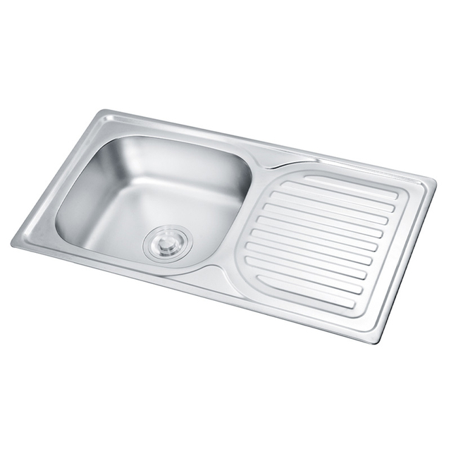 LS-7540A Single Bowl with Plate Single Drainboard Cheap Kitchen Sinks 304 Stainless Steel