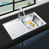 Brushed Silver Stainless Steel Single Bowl Kitchen Sink with Utility Shelf – Top Mount Design for Home and Workstation