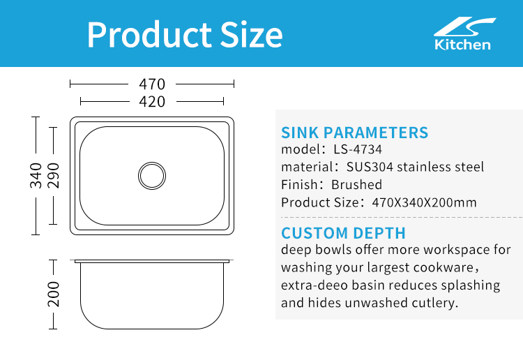 Hot Family Kitchen Sink Rectangle Round Corner Single Bowl House Kitchen Sink Washing Bowl and Dishing Bowl