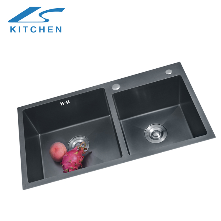 Black Double Stainless Steel Undermount Kitchen Sink