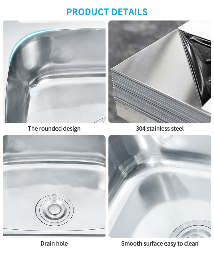 New Design Kitchen Sink Stainless Steel Cheap price Press Water Sink With Drainboard