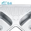 Stainless steel special design 2 bowl 1 drain butterfly shape kitchen sink 10862